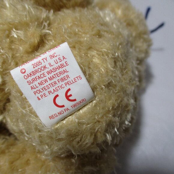 Ty Happy Birthday Beanie Baby Fuzzy Teddy Bear Plush with Party Hat and Bow 2005 - Picture 3 of 5